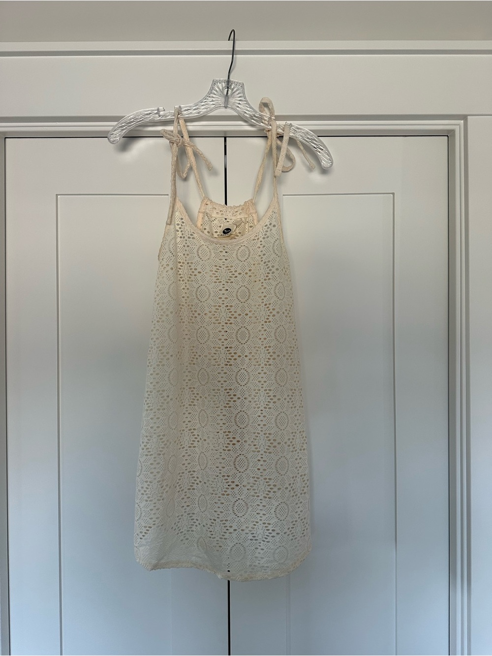 Roxy Cream Crochet Tie-Strap Coverup